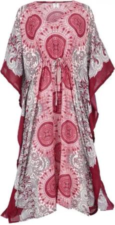 Guru-Shop Midikleid Ponchokleid, Kaftan, Maxikleid, Strandkleid - rot alternative Bekleidung