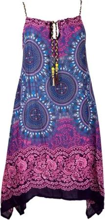 Guru-Shop Midikleid Boho Dashiki Midikleid, Trägerkleid,.. alternative Bekleidung