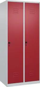 C+P Spind Classic PLUS, 2 Abteile, 1850x800x500mm, 7035/3003 Verschluss Sicherheits-Drehriegel 4 Garderobenhaken