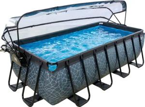 EXIT Framepool "inkl. Poolabdeckung und Wärmepumpe", (Set, 5 tlg.), 5-tlg., BxLxH: 200x400x100 cm, mit Sandfilteranlage und Poolleiter