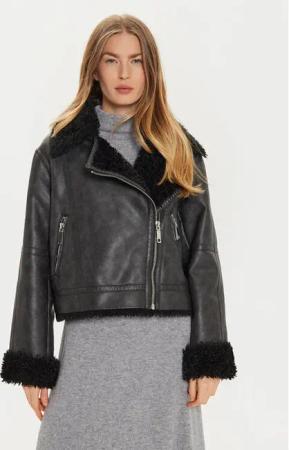 MAX&Co. Lederjacke 2426086074200 Schwarz Regular Fit
