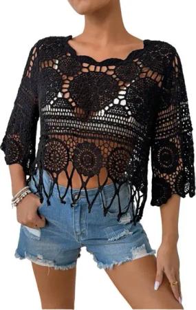 Lovolotti Strandtop Strand Oberteil Bluse Damen LO-KLDE-L13 Kleider Blumenkleid Dress Blusekleid Freizeitkleid Strandkleid