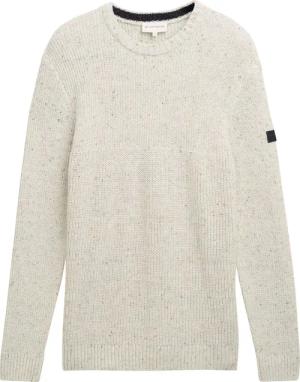 TOM TAILOR Herren Strickpullover mit Strukturmix, weiß, Meliert, Gr. S