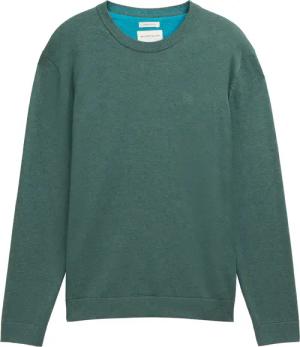 TOM TAILOR Herren Basic Strickpullover aus Baumwolle, grün, Uni, Gr. XL
