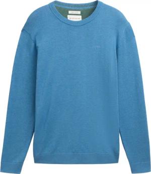 TOM TAILOR Herren Basic Strickpullover aus Baumwolle, blau, Uni, Gr. XXL