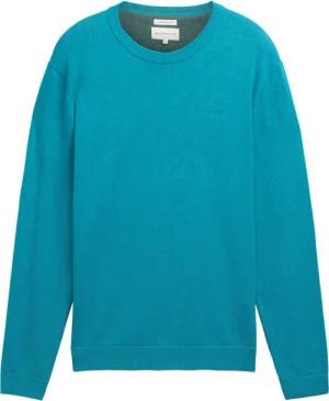 TOM TAILOR Herren Basic Strickpullover aus Baumwolle, blau, Uni, Gr. L