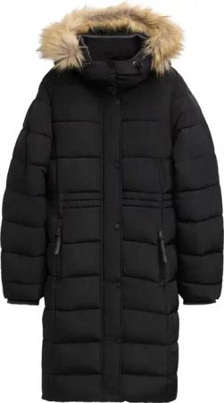 TOM TAILOR Damen Wasserabweisender Puffermantel, schwarz, Uni, Gr. XXXL