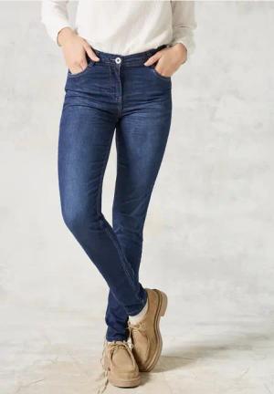 Cecil Damen Jeans im Slim Fit in Blau, Gr: 25