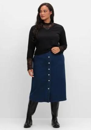 Jeansrock mit Zierknopfleiste, in A-Linie, blue Denim, Gr.26