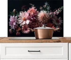 MuchoWow Küchenrückwand Blumen - Bunt - Rosa - Modern