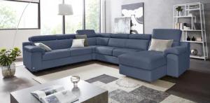 CALIA ITALIA Wohnlandschaft "CS Mambo, U-Form, Familiensofa, bequem und zeitlos", in Leder, inklusive Kopfteilverstellung