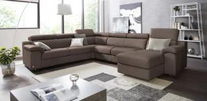 CALIA ITALIA Wohnlandschaft "CS Mambo, U-Form, Familiensofa, bequem und zeitlos", in Leder, inklusive Kopfteilverstellung