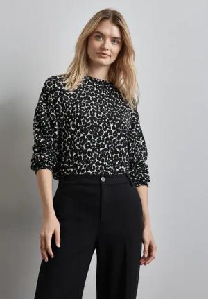 Street One Frauen Jaquard Shirt in Schwarz, Gr: 42