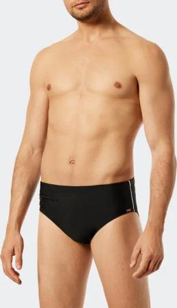Badehose mit Reißverschluss-Tasche Wirkware recycelt feiner Streifen schwarz - Nautical Casual 8