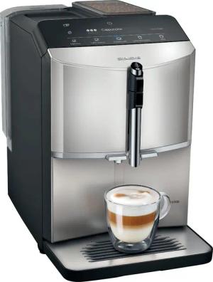 SIEMENS Kaffeevollautomat "EQ300 TF303E07, viele Kaffeespezialitäten, OneTouch-Funktion", benutzerfreundliches Display, Keramikmahlwerk, silber metallic