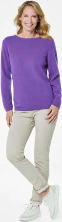 Kaschmirpullover mit U-Boot Ausschnitt - lila - Gr. 40 von Goldner Fashion