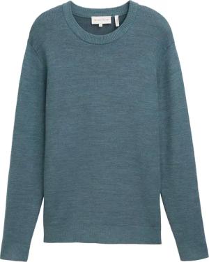TOM TAILOR Herren Comfort Wool - Pullover mit Struktur, blau, Meliert, Gr. XXL