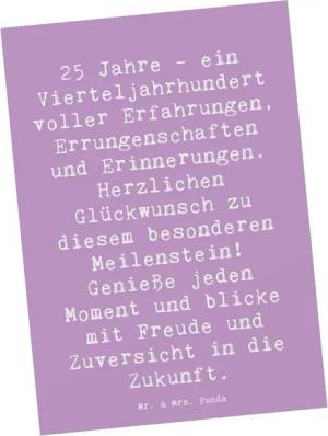 Mr. & Mrs. Panda Postkarte Spruch 25. Geburtstag - Lavendeltraum - Geschenk, Erfahrungen, Grußka