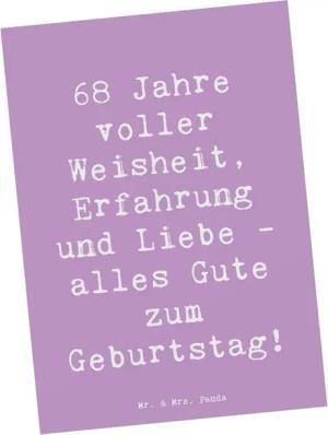 Mr. & Mrs. Panda Postkarte Spruch 68. Geburtstag - Lavendeltraum - Geschenk, Erfahrung, Ansichts