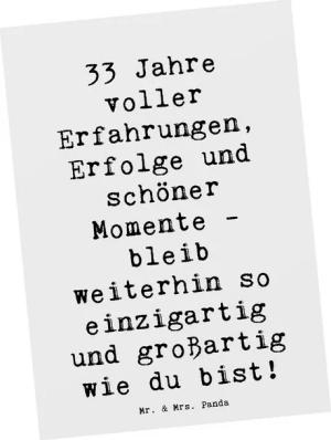 Mr. & Mrs. Panda Postkarte Spruch 33. Geburtstag - Weiß - Geschenk, Jahre voller Erfahrungen, Ei