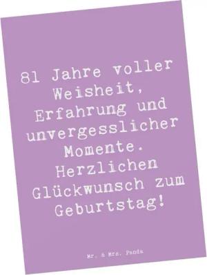 Mr. & Mrs. Panda Postkarte Spruch 81. Geburtstag - Lavendeltraum - Geschenk, Erfahrung, Alter, G