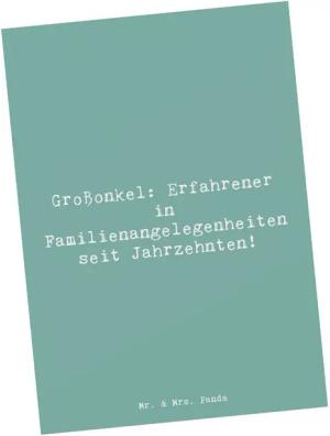 Mr. & Mrs. Panda Postkarte Spruch Großonkel Erfahrung - Meeresbrise - Geschenk, Weisheit, Geburt