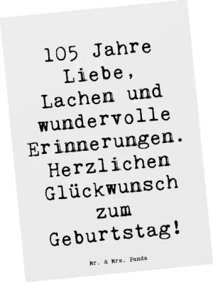 Mr. & Mrs. Panda Postkarte Spruch 105. Geburtstag - Weiß - Geschenk, herzliche Erfahrungen, Ansi