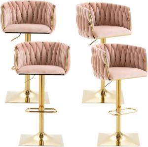AUKWIK Barhocker 360° drehbare moderne Samt-Barstühle, goldene Stuhlbeine (4 St)