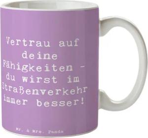 Mr. & Mrs. Panda Tasse Spruch Erste Erfahrungen im Straßenverkehr machen - Lavendeltraum - G, Keramik