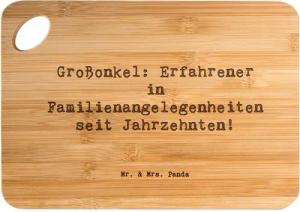 Mr. & Mrs. Panda Servierbrett Spruch Großonkel Erfahrung - Transparent - Geschenk, Familienangelege, Bambus, (1-St)