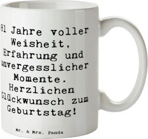 Mr. & Mrs. Panda Tasse Spruch 81. Geburtstag - Weiß - Geschenk, Happy Birthday, Erfahrung, J, Keramik