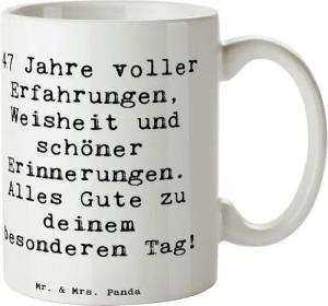Mr. & Mrs. Panda Tasse Spruch 47. Geburtstag - Weiß - Geschenk, Erfahrungen, Besondere Anläs, Keramik