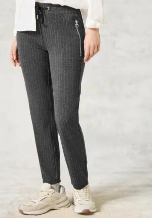 Cecil Damen Hose im Nadelstreifen-Look in Grau, Gr: XXL