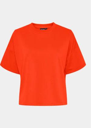 Pieces T-Shirt Chilli Summer 17118870 Orange Loose Fit