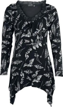 Jawbreaker - Gothic Langarmshirt - Herbat Bat Blouse - XS bis L - für Damen - Größe M - schwarz/weiß