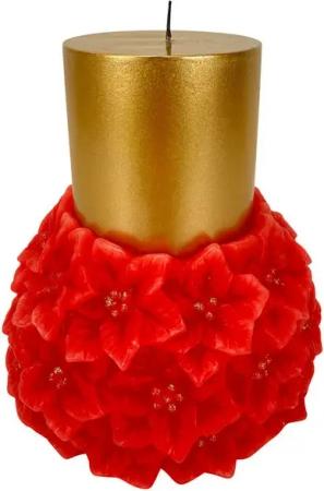 Online-Fuchs LED-Kerze in Gold mit beleuchteten Weihnachtsstern Kerzenständer und Timer (2in1 Set), Kerzenhalter für Weihnachten, Weihnachtsdeko
