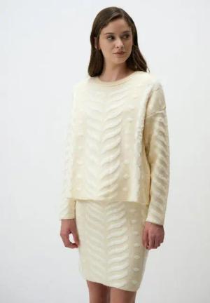 Jimmy Key Strickpullover Hellgelb Strukturiert Gestrickt Pulli
