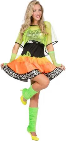 Wilbers Kostüm 80er Jahre Kostüm Retro Pop Vintage Karneval Neon Disco Outfit Damen