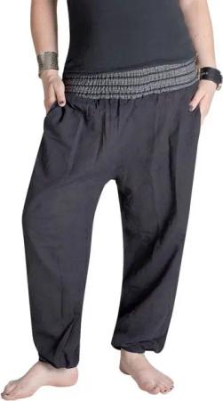 Vishes Haremshose Chino Haremshose mit dehnbarem gestreiften Bund Ethnohose, Festivalhose