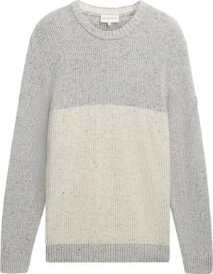 TOM TAILOR Herren Strickpullover mit Strukturmix, weiß, Meliert, Gr. XXXL