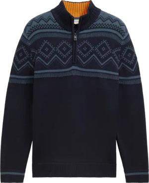 TOM TAILOR Herren Fair Isle Strick Troyer, blau, Gemustert, Gr. L