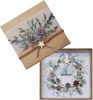 ZauberDeko Geschenkbox Geldgeschenk Kraft Banderole Tannenzweig Zapfen MIT NAMEN Weihnachten