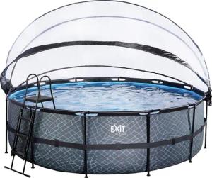 EXIT Framepool "inkl. multifunktionaler Poolabdeckung & Wärmepumpe", (Set, 5 tlg.), ØxH: 450x122 cm, mit Sandfilteranlage und Sicherheitsleiter