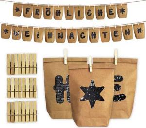 PAPIERDRACHEN befüllbarer Adventskalender Adventskalender-Set FRÖHLICHE WEIHNACHTEN