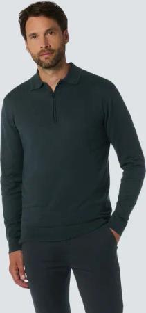 NO EXCESS Rundhalspullover "No Excess Polo-Pullover mit halbem Reißverschluss"