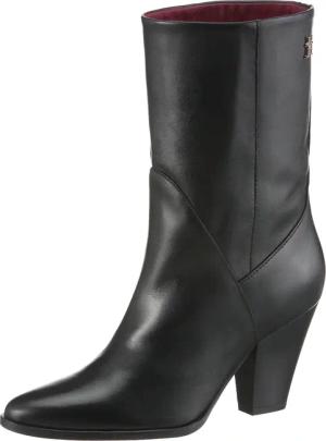 Tommy Hilfiger Cowboy Stiefelette "MID COWBOY HEEL LEATHER", Trichterabsatz, Stiefelette, Westernstiefelette in spitzer Form