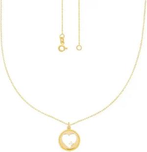 Stella-Jewellery Collier 585er Gelbgold Collierkette mit Herz Anhänger Zirk, Collierkette Herzausschnitt mit Zirkonia