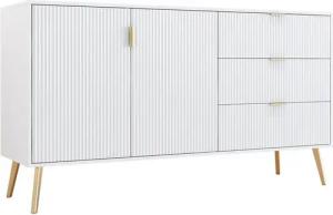 Flieks Kommode, Schrank Sideboard mit vergoldeten Beinen und 3 Schubladen, 120x40x78cm