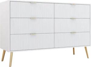 Flieks Kommode, Schrank Sideboard mit vergoldeten Beinen und 6 Schubladen, 120x40x78cm