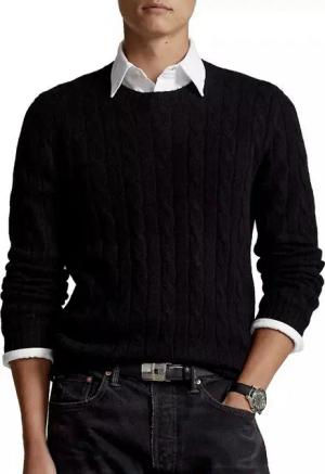 Polo Ralph Lauren Strickpullover Kaschmir Strick Pullover Kaschmirpullover Strick-Pulli mit Zopfmuster Reiner Kaschmir, Gerader Schnitt - Zopfmuster - Rundhalsausschnitt